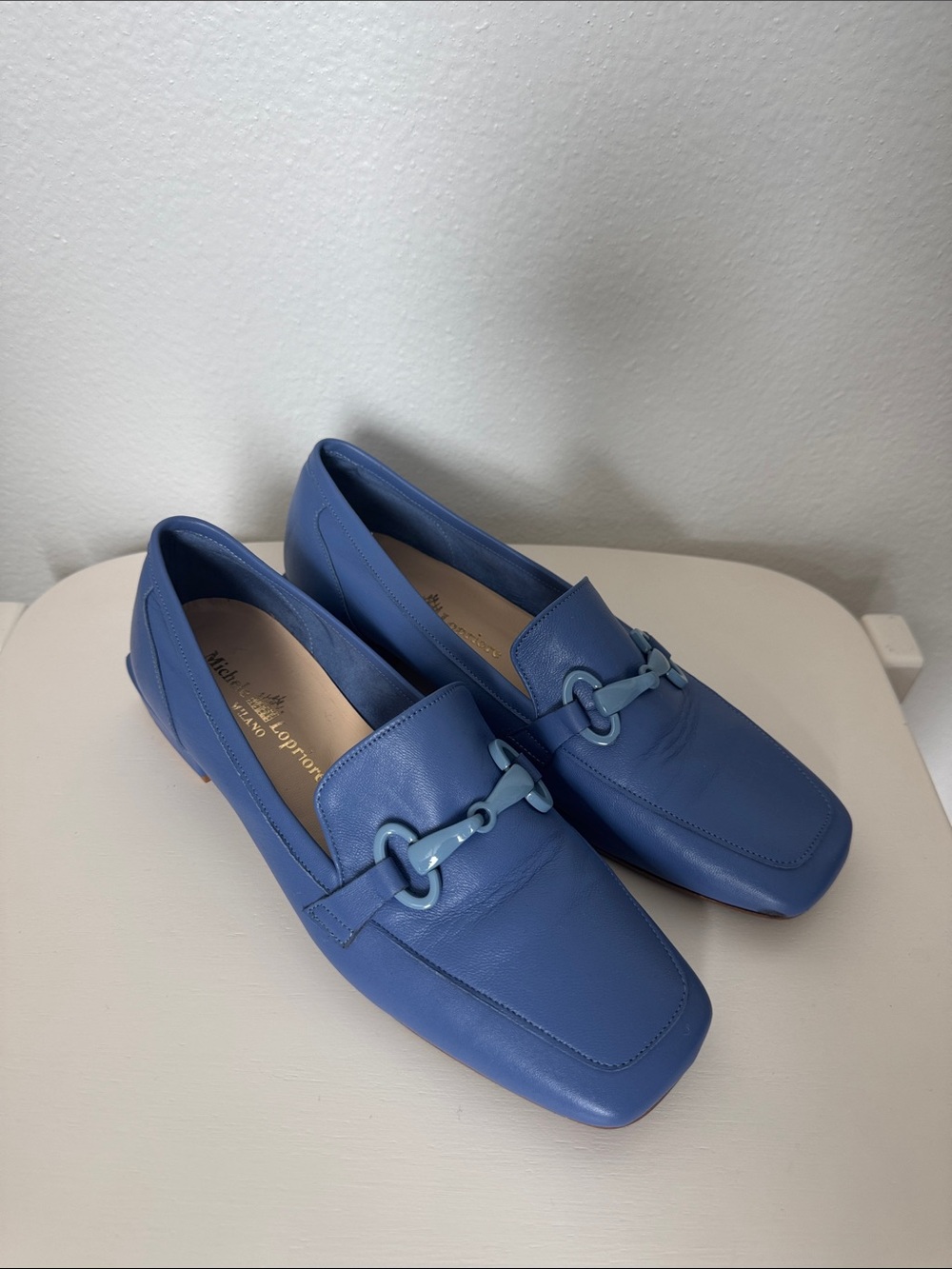 Michele Lopriore Blue Leather Slip On Loafer